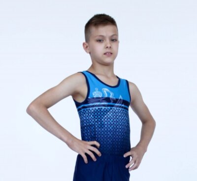 Гимнастический купальник &quot;Россия. Орёл&quot;. Синий. Мужской.  