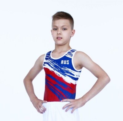 Гимнастический купальник &quot;RUS&quot;.  Красный.