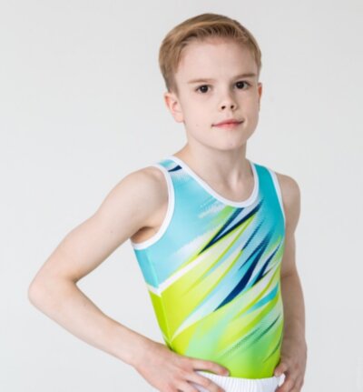 Купальник гимнастический мужской &quot;Космос&quot;. Зеленый.